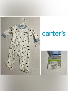 🆕CARTER’S - 3M - NWT - INFANT BOYS BLUE WHITE ELEPHANT SLEEPER